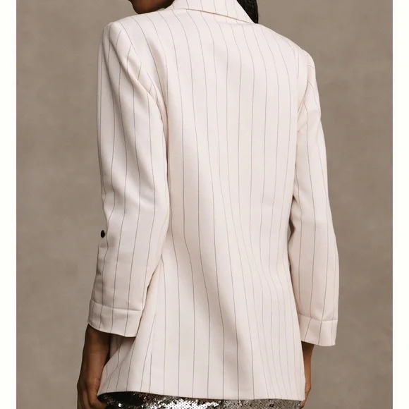 Anthropologie Maeve stripped Rolled Cuff Blazer - Picture 3 of 6